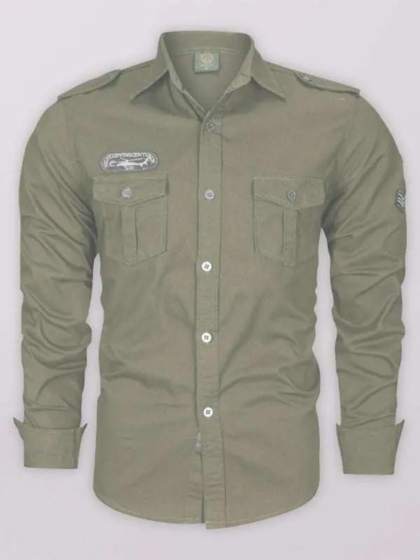 Urban Adventure Men's Cotton Military Long Sleeve Shirt - MENLL